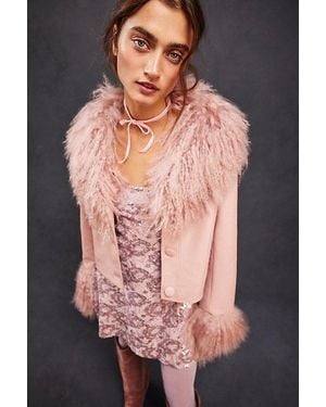 Charlotte Simone Cropped Penny Faux Leather Jacket At Free People In Dusty Pink, Size: Small - Multicolour