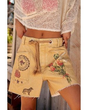 Free People Moxie Printed Barrel Shorts - Natural