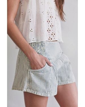 Free People Luna Railroad Pull-On Shorts - Grey