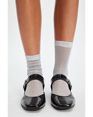 High Heel Jungle Beam Ribbed Lurex Socks By - White