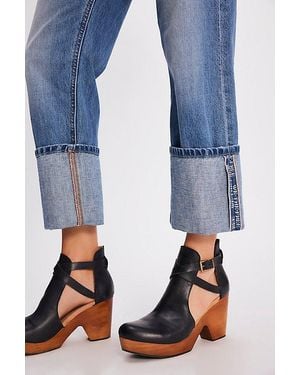 Free People Leather Ankle Strap Clogs - Blue