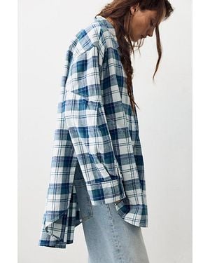 Free People We The Free Selene Oversized Flannel - Gray