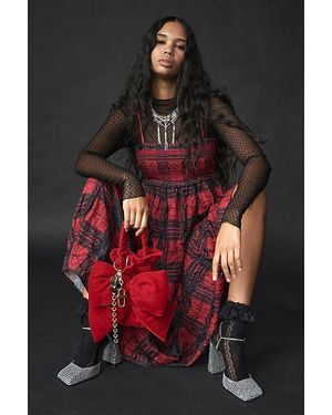 Free People Belle Velvet Bow Bag - Red