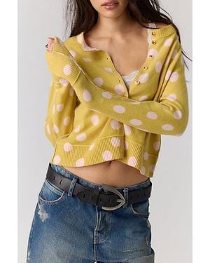 Free People Nocturnal Patterned Cashmere Cardi - Yellow