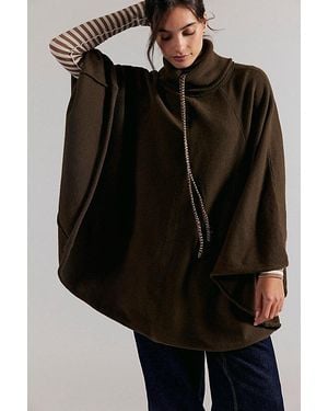 Free People Tell Me More Knitted Poncho Jacket - Black