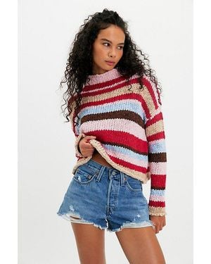 Free People Opal Rollneck Knit Stripe Jumper - Red