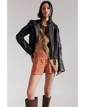 Free People Luna Printed Pull-On Shorts - Black