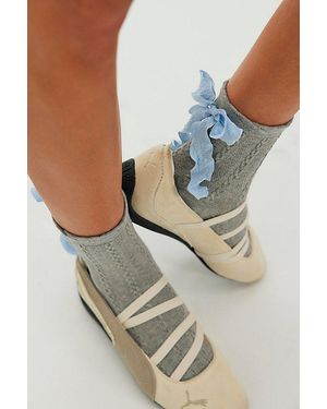 High Heel Jungle Mel Bow Socks By - Blue