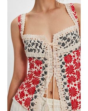Free People Love Me Not Printed Tank Top - Red