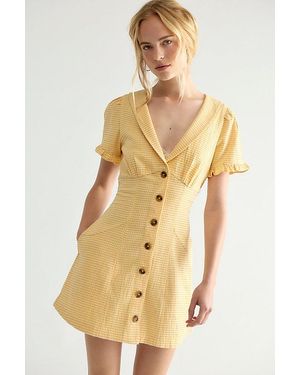 Free People Corrine Button Down Mini Dress - Natural