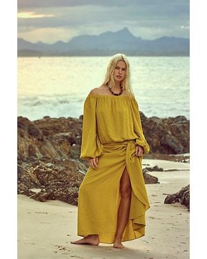 free-est Sandshell Linen Francisca Maxi Dress By - Metallic