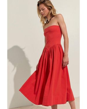 free-est Onda Drop-Waist Tube Midi Dress By - Red
