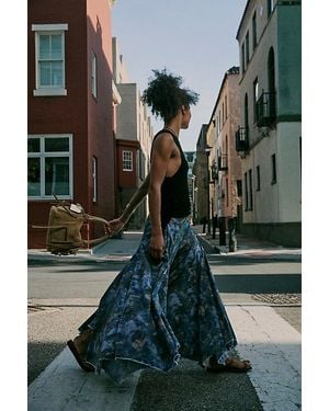 Free People Fallen Star Printed Wide-Leg Trousers - Blue