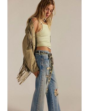 Free People Tennessee Low-Rise Boyfriend Studded Jeans - Blue