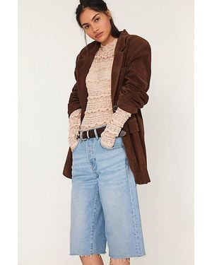 Free People Paper Cut Vegan Suede Blazer Jacket - Brown
