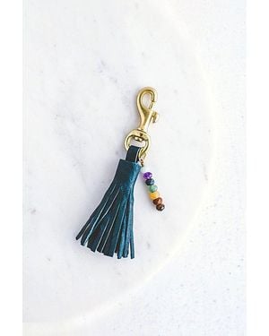 Giving Bracelets Chakra Gemstone Leather Tassel Keychain - Blue