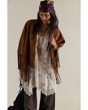 Free People Fire Nights Suede Shawl - Brown
