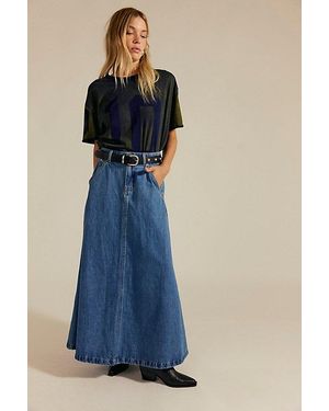 Free People Sidney Denim Circle Maxi Skirt - Blue