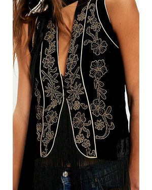 Free People Encore Embellished Vest Jacket - Black