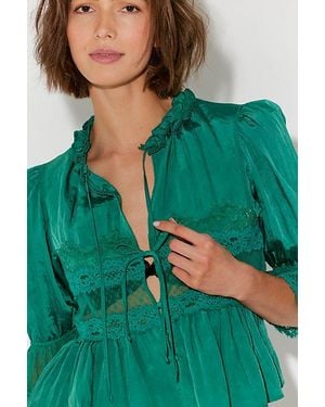 Intimately By Free People Forever Young Bed Jacket Top By - Green