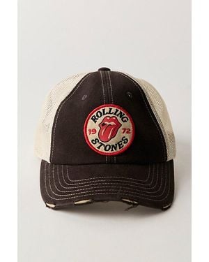 Free People Rolling Stones Distressed Baseball Hat - Black