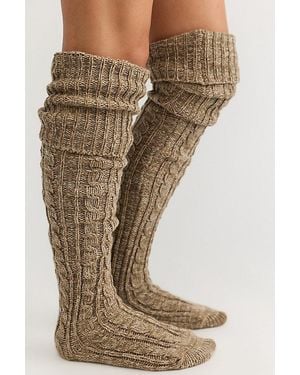 Muk Luks Cable Knit Over-The-Knee Socks By - Brown