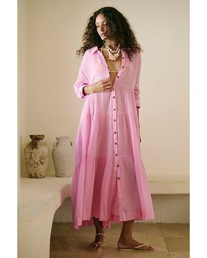 free-est Salt Breeze Cotton Midi Dress By - Pink