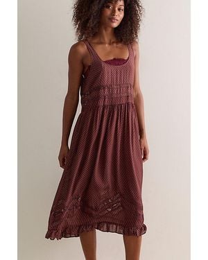 Free People Voile And Lace Midi Slip Dress - Red