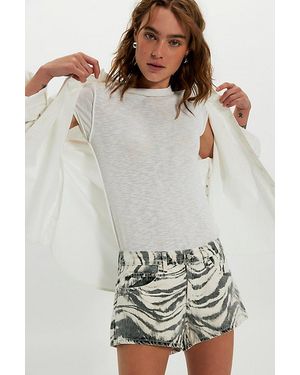 Agolde Parker Low-Rise Printed Shorts - Gray
