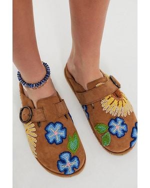 Laidbacklondon Drift Embroidered Mules By - Blue