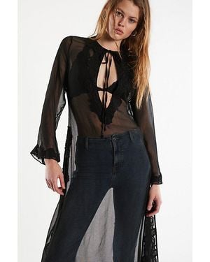 Free People Grace Kelly Sheer Kaftan Jacket - Black