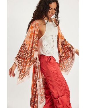 Free People Magic Dance Border Print Duster Jacket - Red