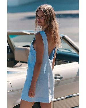 free-est Full Of Sunshine Cotton-Linen Mini Dress By - Blue