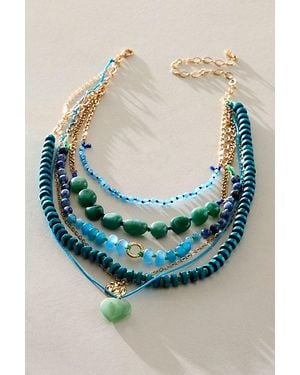 Free People Hailee Semiprecious Layered Beaded Necklace - Blue