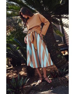 free-est Lowen Striped Midi Skirt By - Black