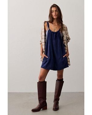 Free People Freebird Cord Shortalls - Blue