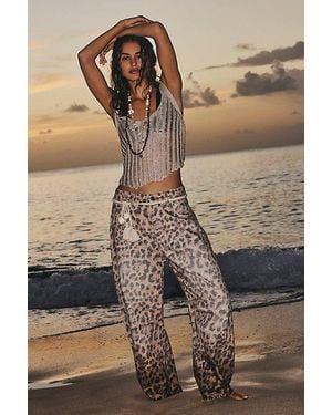 Free People Good Luck Printed Barrel Jeans - Brown