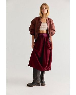 Boom Shankar Boom Shankar Cord Guru Midi Skirt - Red