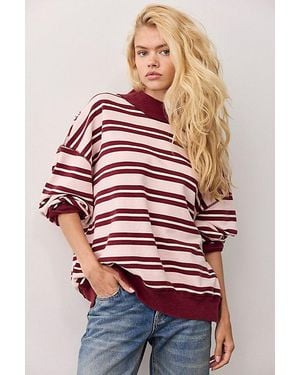 Free People Palm Springs Striped Pullover By - Red
