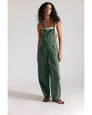 Free People Rowen Slim Arc Overalls - Green