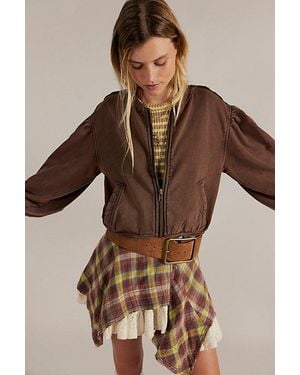 Free People Okayyy Sweatshirt Jacket - Brown