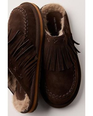 Free People Fallon Fringe Mules - Green