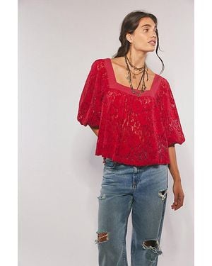 Free People Bella Lace Blouse - Red