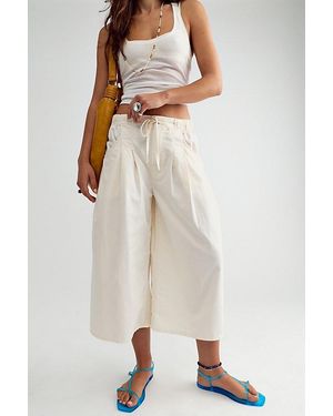 Free People Telluride Wide-Leg Crop Pull-On Solid Trousers - White