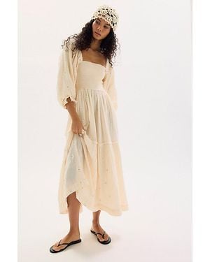 Free People Dahlia Embroidered Maxi Dress - Natural