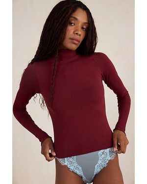 Intimately By Free People So Soft Seamless Modal Mock Neck Top By - Red