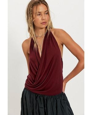 Free People Cupro Cowl Neck Halter Top - Red