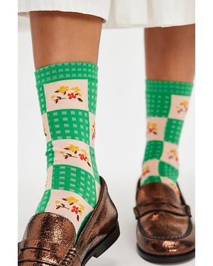 Hansel From Basel Country Gingham Crew Socks - Green