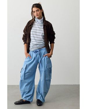 Free People Reef Curved Twill Cargo Trousers - Blue