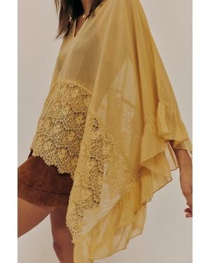 Free People Dance With Me Sheer Poncho - Orange